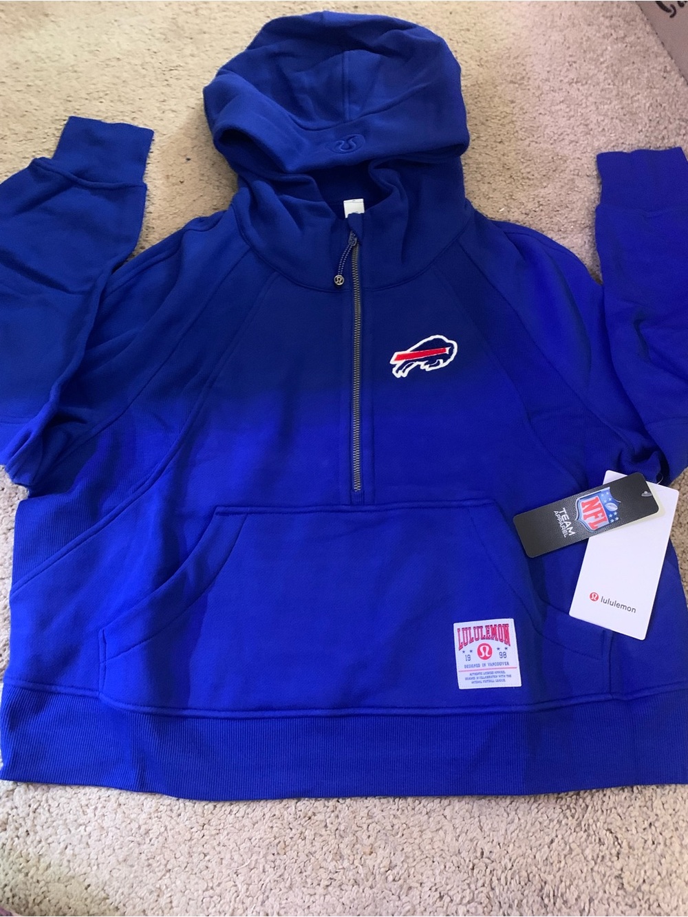 lululemon athletica x NFL Buffalo Bills Women’s Blue 1/4 zip Hoodie M/L NWT